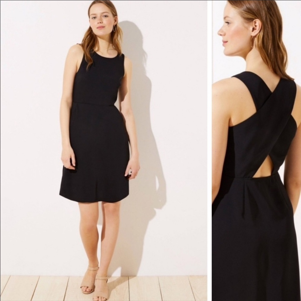 LOFT Black Dress with Front Pockets Size 8